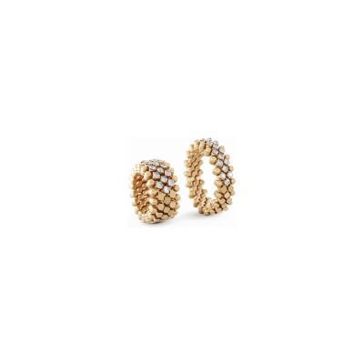 Bague 5 rangs Serafino Consoli demi pavé central en or rose et diamants blanc, taille ajustable