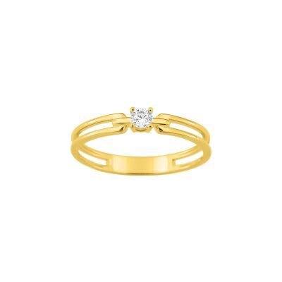 Bague en or jaune et oxyde de zirconium