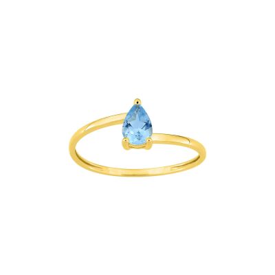 Bague en or jaune et topaze bleue