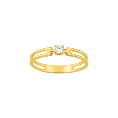 Bague en or jaune et  diamant 0.10ct