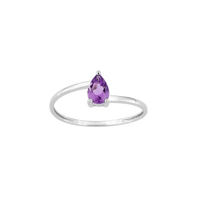 Bague en or blanc et améthyste