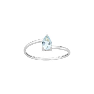 Bague en or blanc et aquaprase