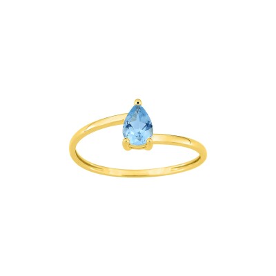 Bague en or jaune et topaze bleue, taille 54