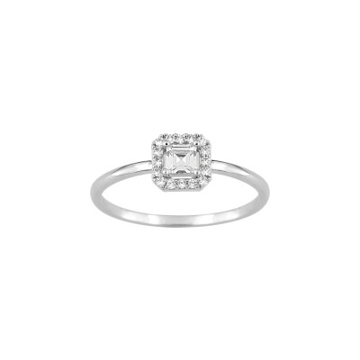 Bague en argent rhodié et oxyde de zirconium