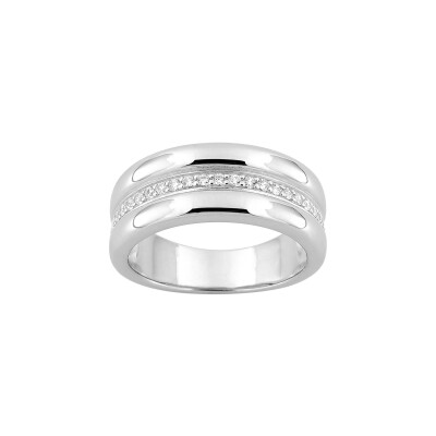 Bague en argent rhodié et oxyde de zirconium