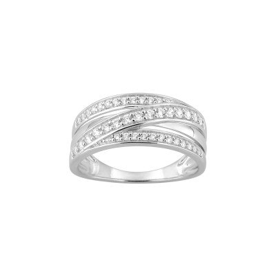 Bague en argent rhodié et oxyde de zirconium