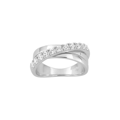 Bague en argent rhodié et oxyde de zirconium