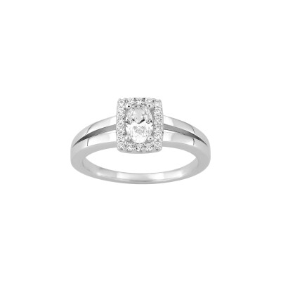 Bague en argent rhodié et oxyde de zirconium