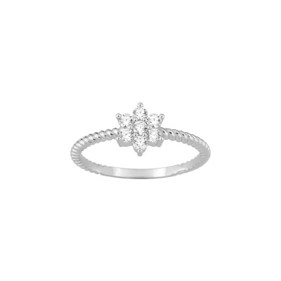 Bague en argent rhodié et oxyde de zirconium