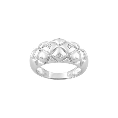Bague en argent rhodié et oxyde de zirconium, taille 54