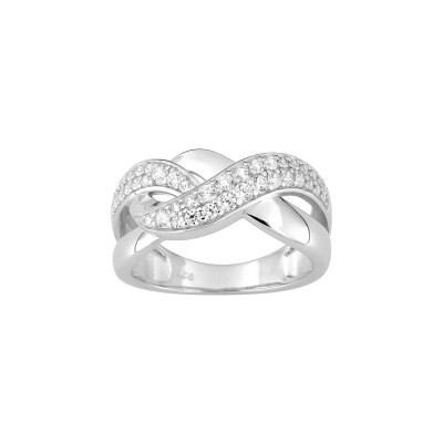 Bague en argent rhodié et oxyde de zirconium