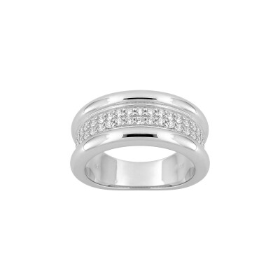 Bague en argent rhodié et oxyde de zirconium