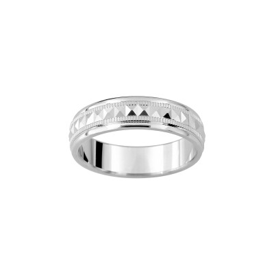 Alliance fantaisie en argent rhodié