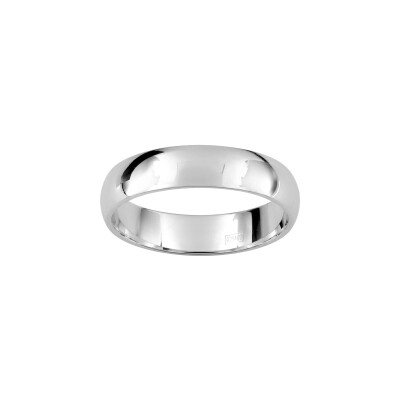 Alliance classique demi-jonc en argent rhodié