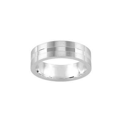 Alliance fantaisie en argent rhodié