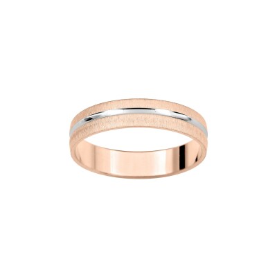 Alliance fantaisie en or blanc et or rose