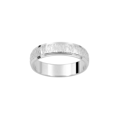 Alliance fantaisie en or blanc