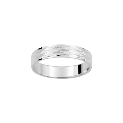 Alliance fantaisie en or blanc