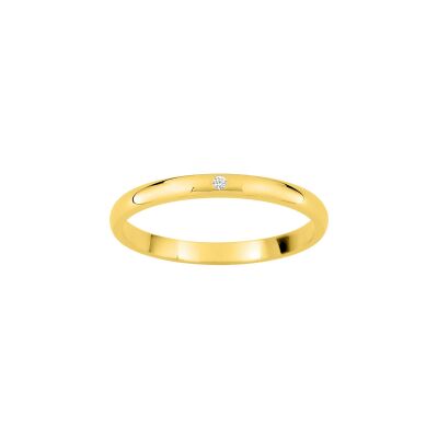 Alliance classique demi-jonc confort en or jaune et diamant 0.01ct