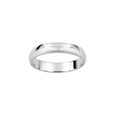 Alliance fantaisie en or blanc et diamant 0.02ct, taille 