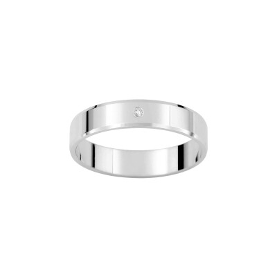 Alliance fantaisie en or blanc et diamant 0.01ct, taille 