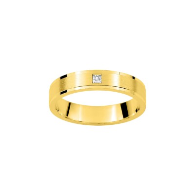 Alliance fantaisie confort en or jaune et diamant 0.04ct, taille 