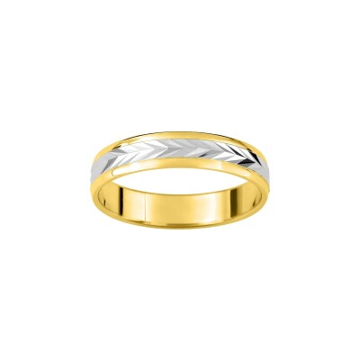 Alliance fantaisie en or jaune et rhodium