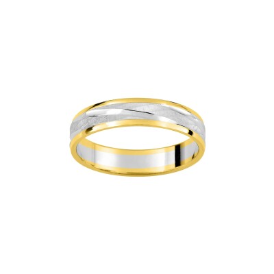 Alliance fantaisie en or jaune et rhodium