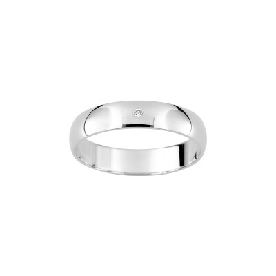 Alliance classique demi-jonc en or blanc et diamant 0.01ct 