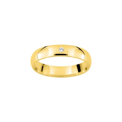 Alliance classique demi-jonc confort en or jaune et diamant 0.02ct 