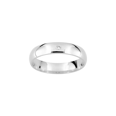 Alliance classique demi-jonc confort en or blanc et diamant 0.02ct 