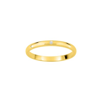 Alliance classique demi-jonc confort en or jaune et diamant 0.01ct 