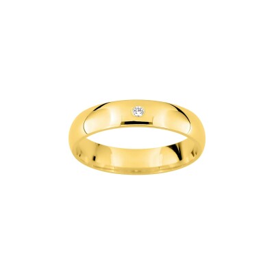 Alliance classique demi-jonc confort en or jaune et diamant 0.02ct 