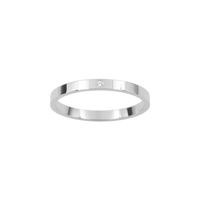 Alliance classique ruban confort en or blanc et diamant 0.01ct 