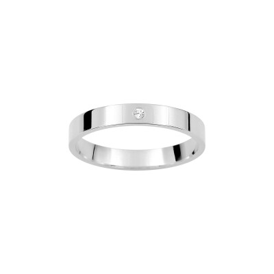 Alliance classique ruban confort en or blanc et diamant 0.02ct 