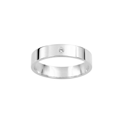 Alliance classique ruban confort en or blanc et diamant 0.02ct 