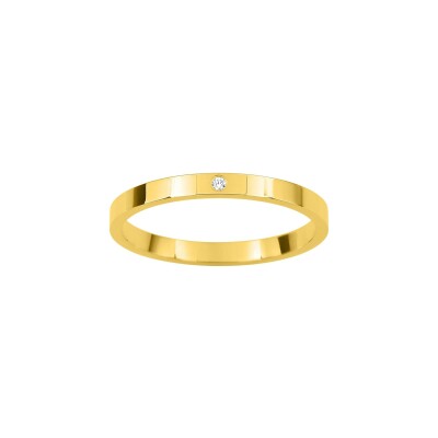 Alliance classique ruban confort en or jaune et diamant 0.01ct 