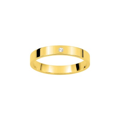 Alliance classique ruban confort en or jaune et diamant 0.02ct 