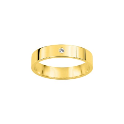 Alliance classique ruban confort en or jaune et diamant 0.02ct 