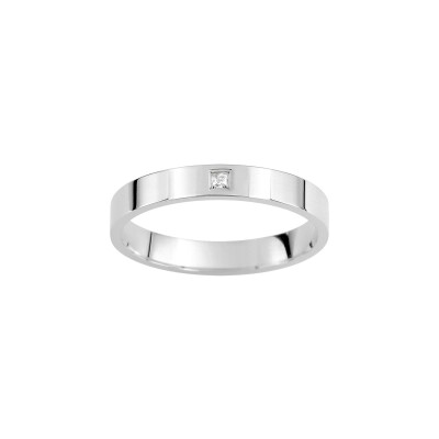 Alliance classique ruban confort en or blanc et diamant 0.03ct 
