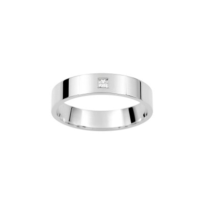 Alliance classique ruban confort en or blanc et diamant 0.04ct 