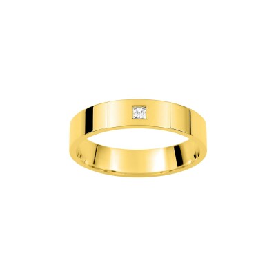 Alliance classique ruban confort en or jaune et diamant 0.04ct 