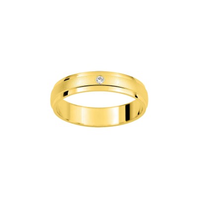 Alliance fantaisie en or jaune et diamant 0.02ct 