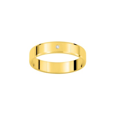 Alliance fantaisie en or jaune et diamant 0.01ct 