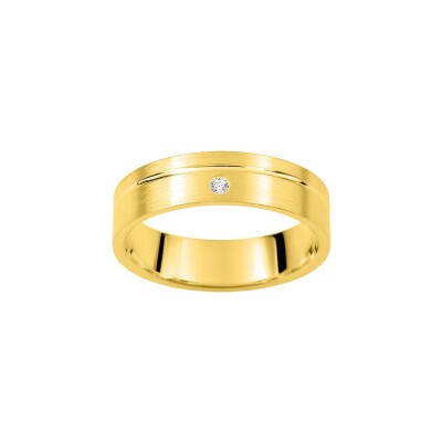 Alliance fantaisie confort en or jaune et diamant 0.02ct 
