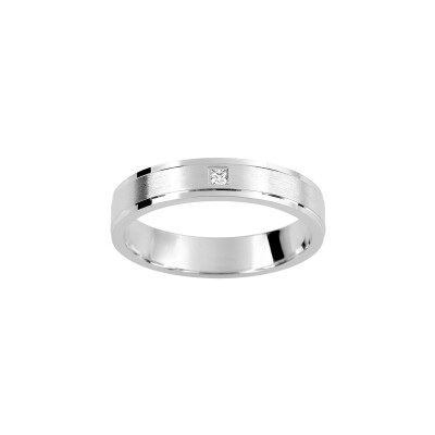 Alliance fantaisie en or blanc et diamant 0.03ct 