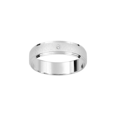 Alliance fantaisie en or blanc et diamant 0.01ct 