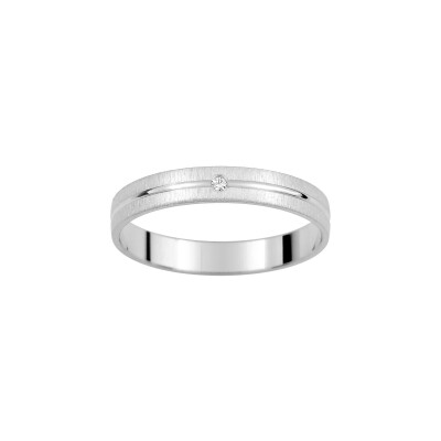 Alliance fantaisie en or blanc et diamant 0.01ct 