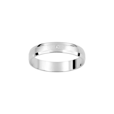 Alliance fantaisie en or blanc et diamant 0.01ct 