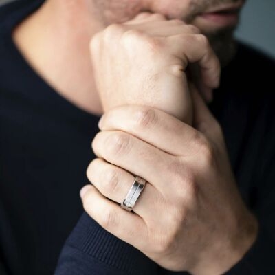 Bague Herbelin Newporten acier brossé